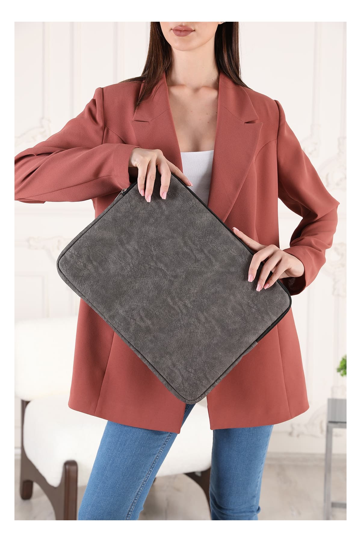 Füme Unisex 13-14-15.6-16 Inç Uyumlu Macbook Kılıf Notebook Laptop Çantası