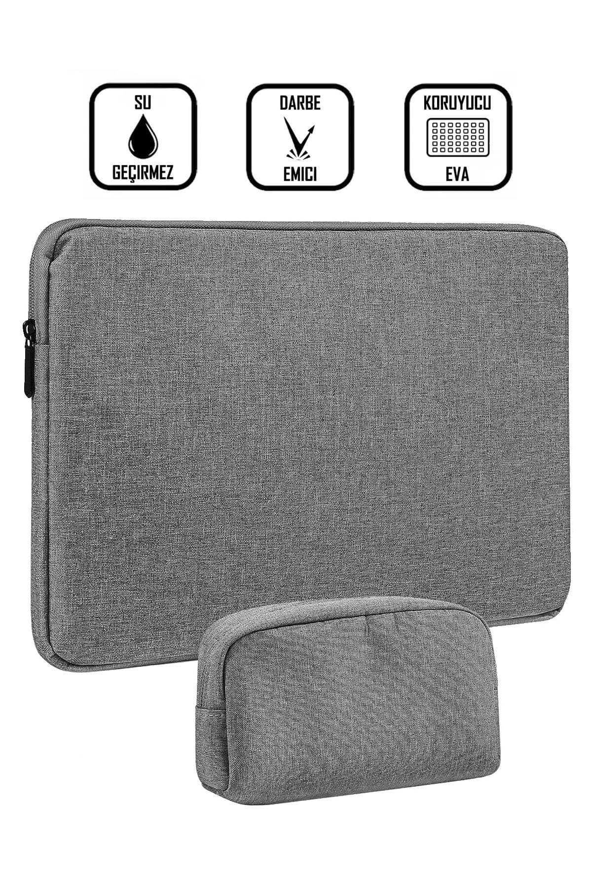 Gri 13-14-15.6-16.1-16.9 Inç Uyumlu Şarj Saklama Çantalı Macbook Kılıf Notebook Laptop Çantası